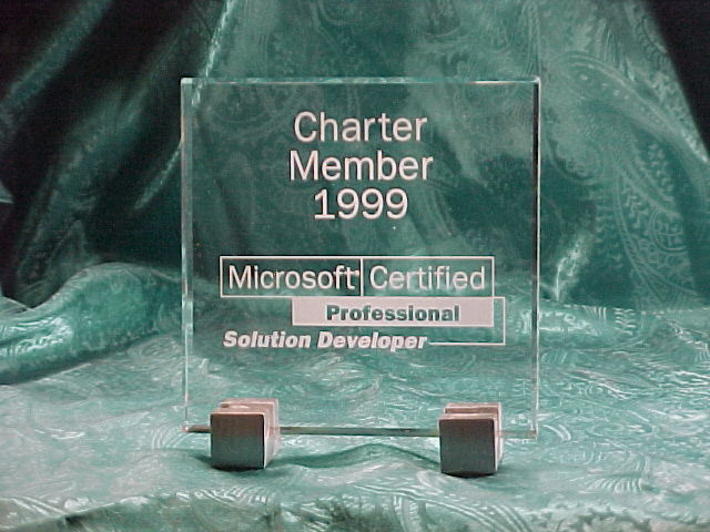 Charter Member, Micrososft Certified Solution Developer Award